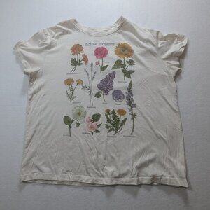 White "Edible Flowers" Graphic Tee Size XL